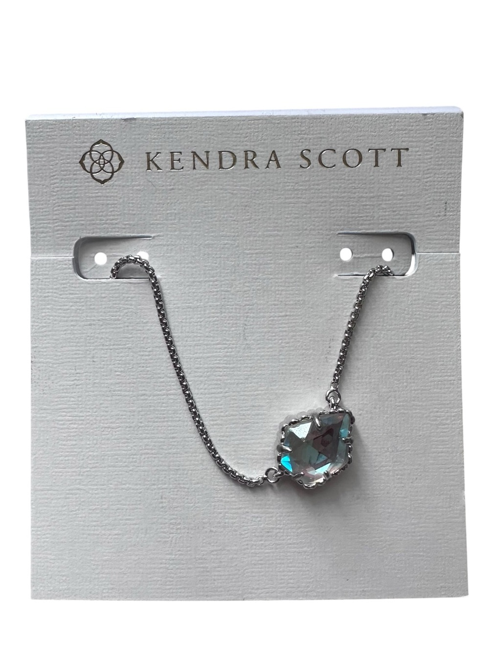 Kendra Scott Tess Silver Pendant Necklace In Dichroic Glass NWT